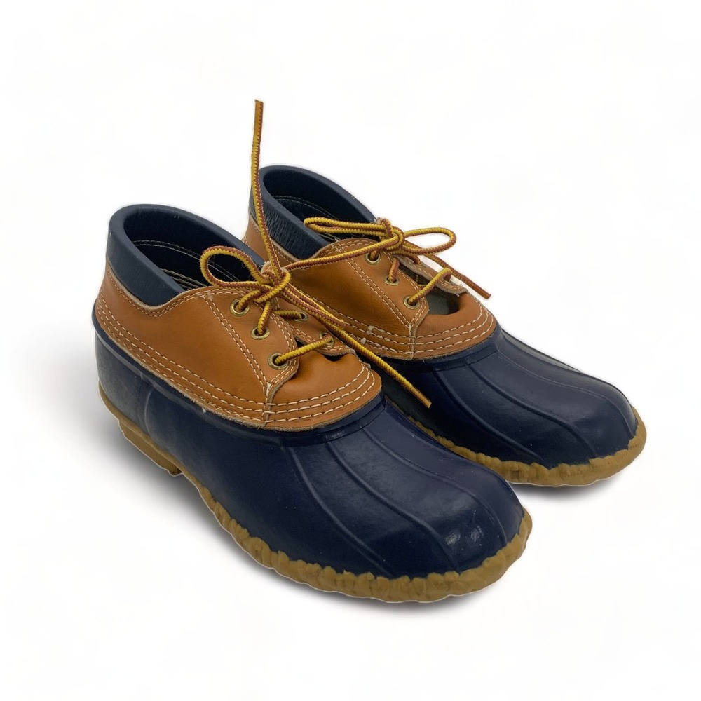 Womens Bean Boots LL Bean Waterproof Duck Shoes Gum Low Top Lace Up Blue Sz 9